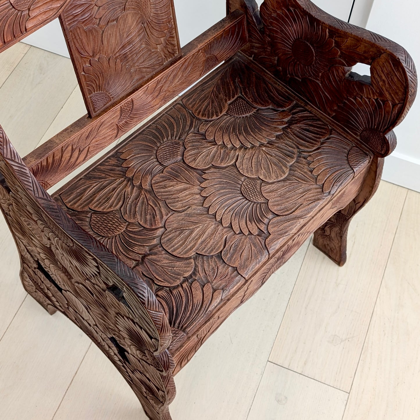 A Japanese Carved 'Sunflower' Chair for Liberty & Co, c1910