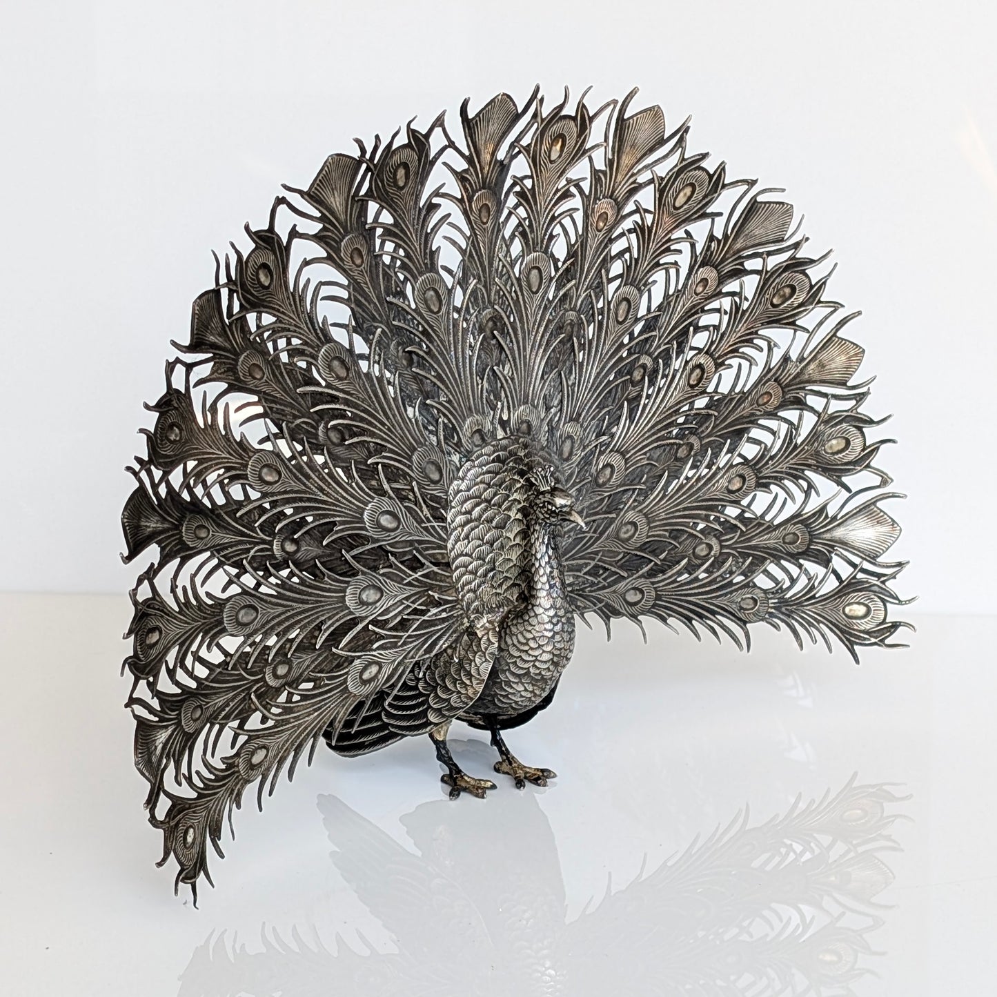 A Spanish .916 Silver Peacock by Dionisio García Studio