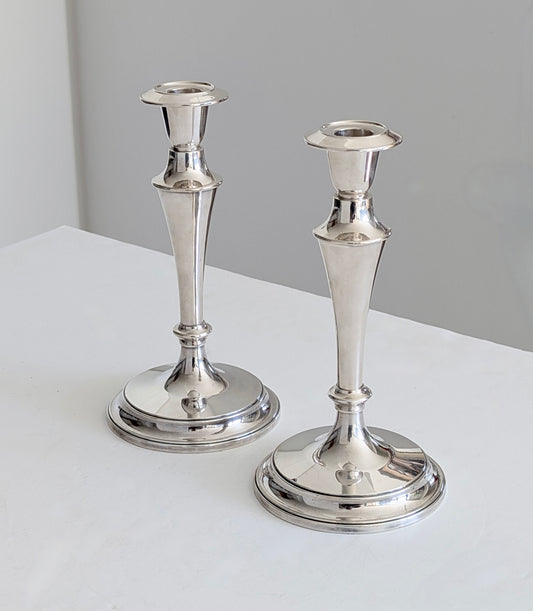 Pair of Victorian Style Silver Plated Candle Sticks