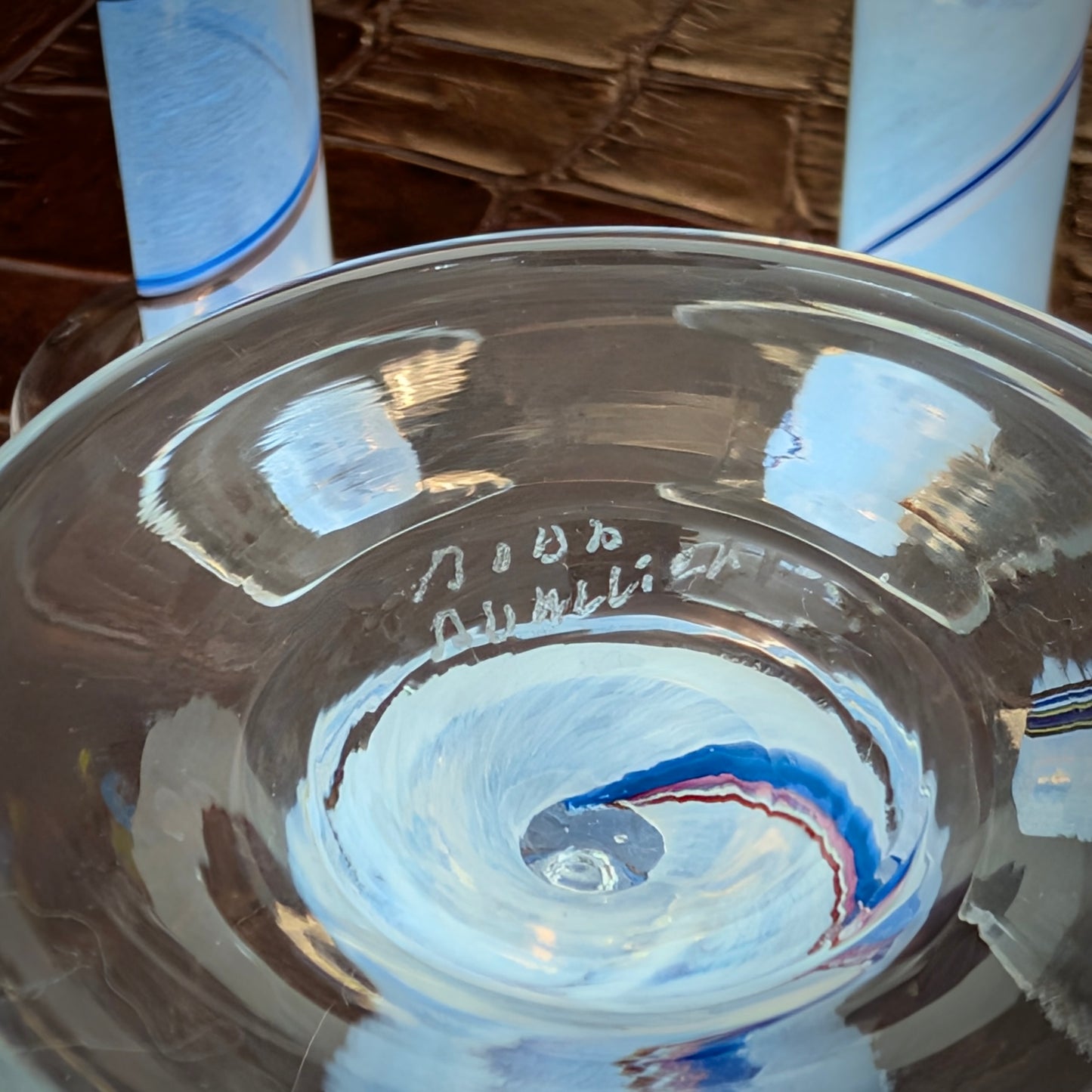 Set of 4 Kosta Boda 'Blue Rainbow' Stemmed Glasses By Bertil Vallien