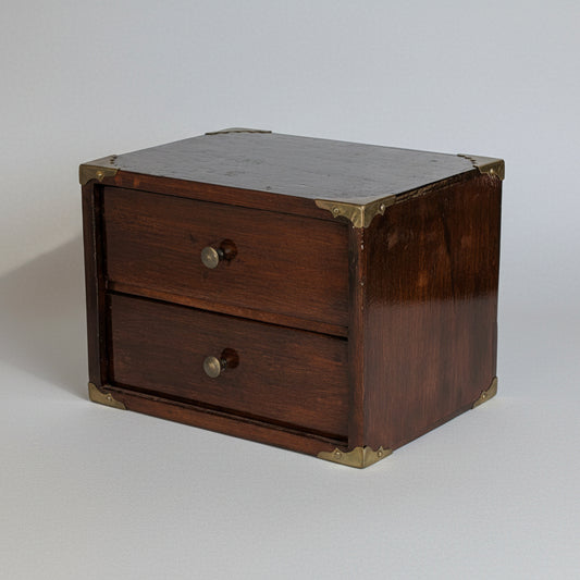 A Mahogany Two Drawer Desk Organiser / Storage Box