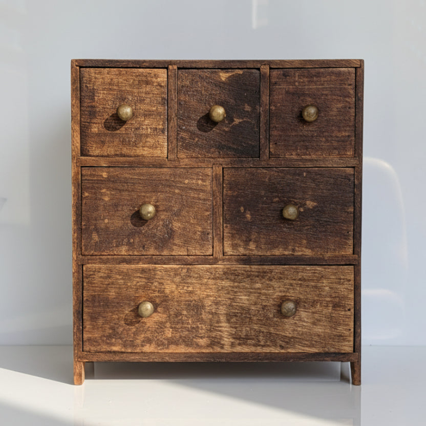 Mango Wood Desktop Apothecary Drawers, Late 20th Century