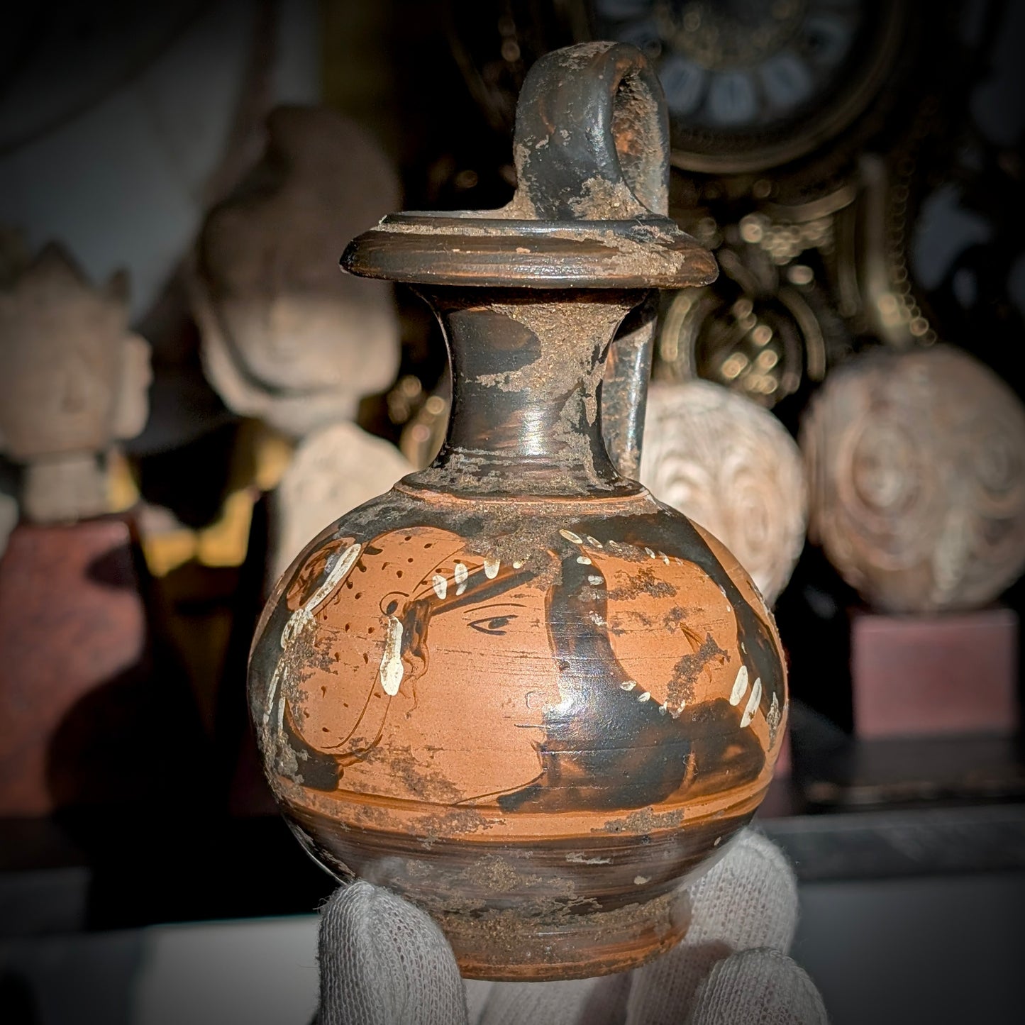 Ancient Greek Apulian Red-Figure Squat Lekythos, 4th Century BCE