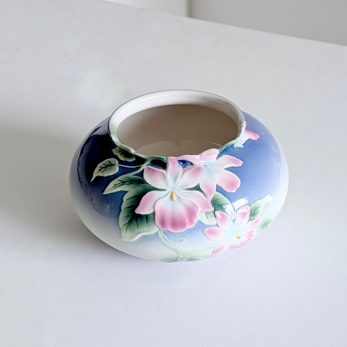 A FRANZ Porcelain "Pink Pansy" Vase