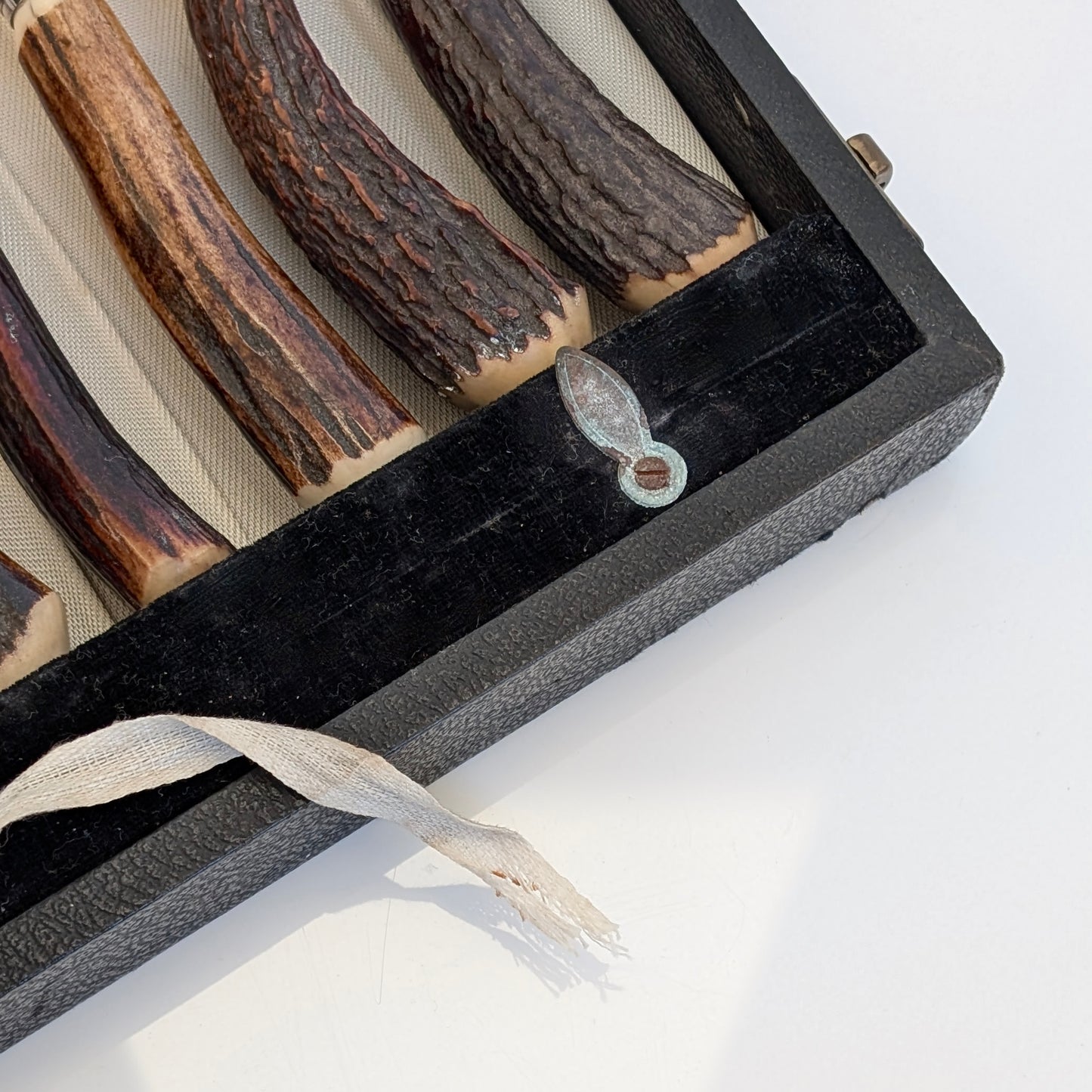 Set of Antler-Handled Stainless Steel Steak Cutlery by Ernest Cockbill