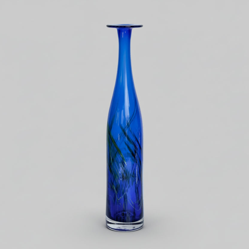 A Handblown Scandinavian Blue Art Glass Vase