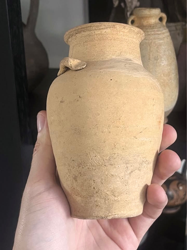 Two Antique 14th / 1 5th Century Thai Sawankhalok Pottery Jars