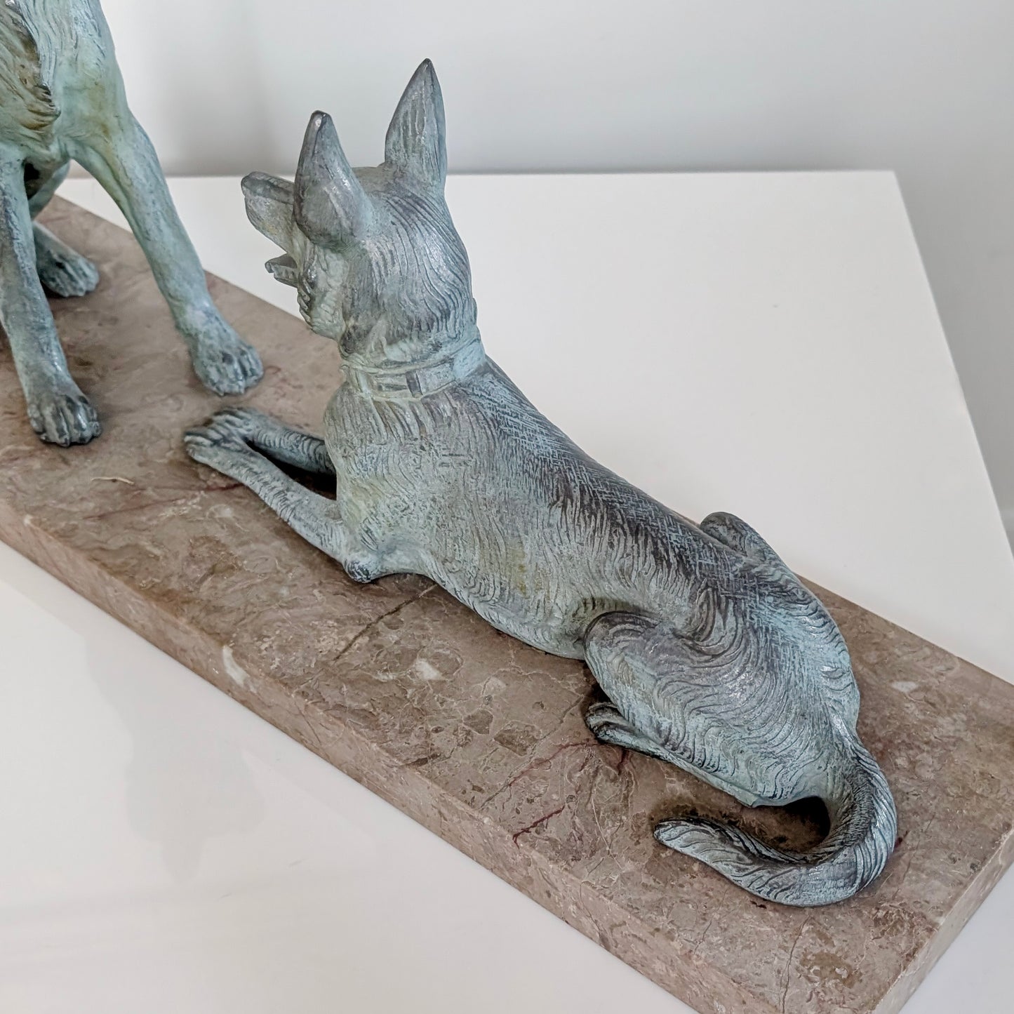 A Large French Art Deco 'Alsatian' Spelter & Marble Sculpture