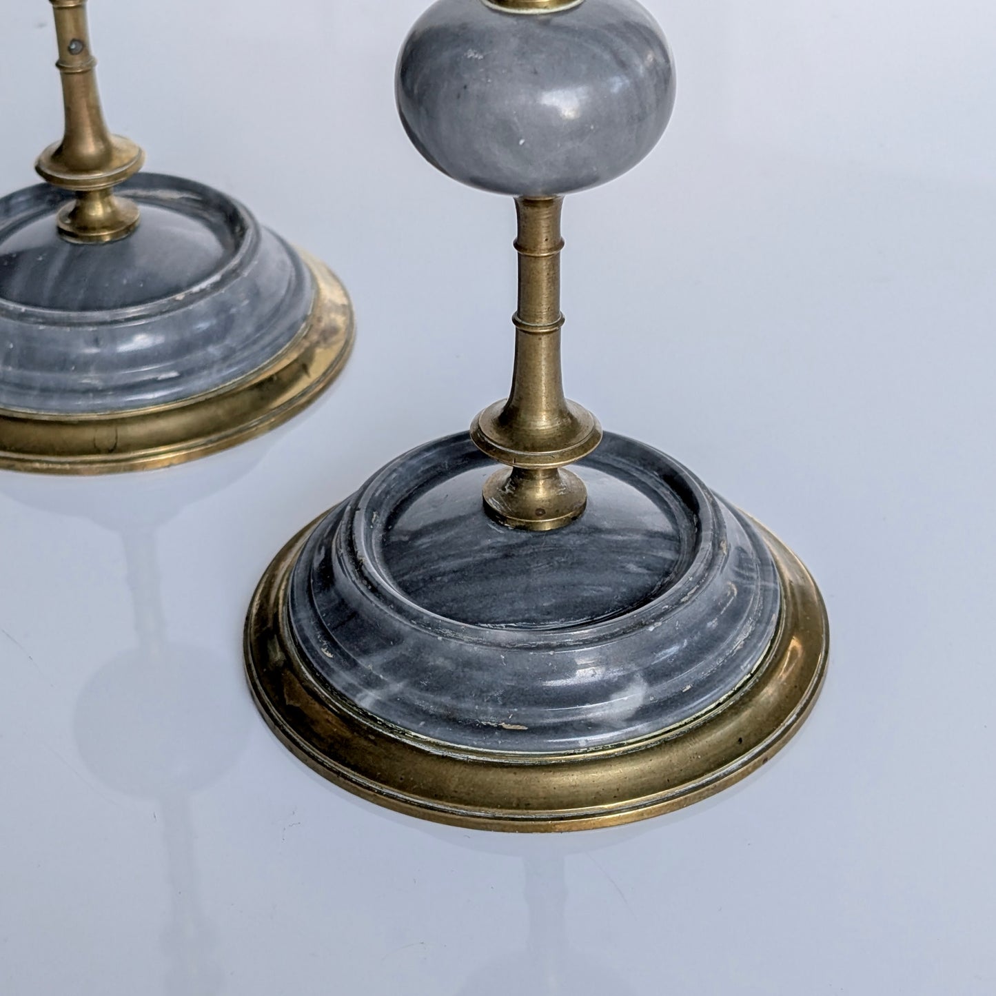 French Marble & Brass Candlesticks, c1890