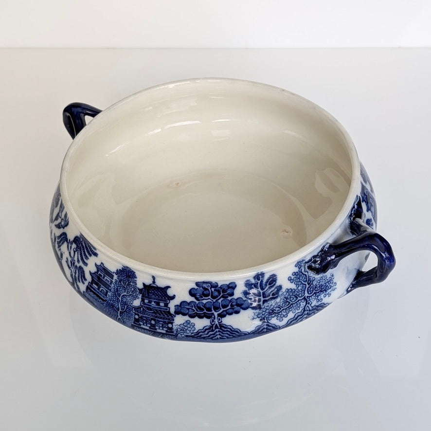 A Royal Doulton Flow Blue "Willow" Tureen