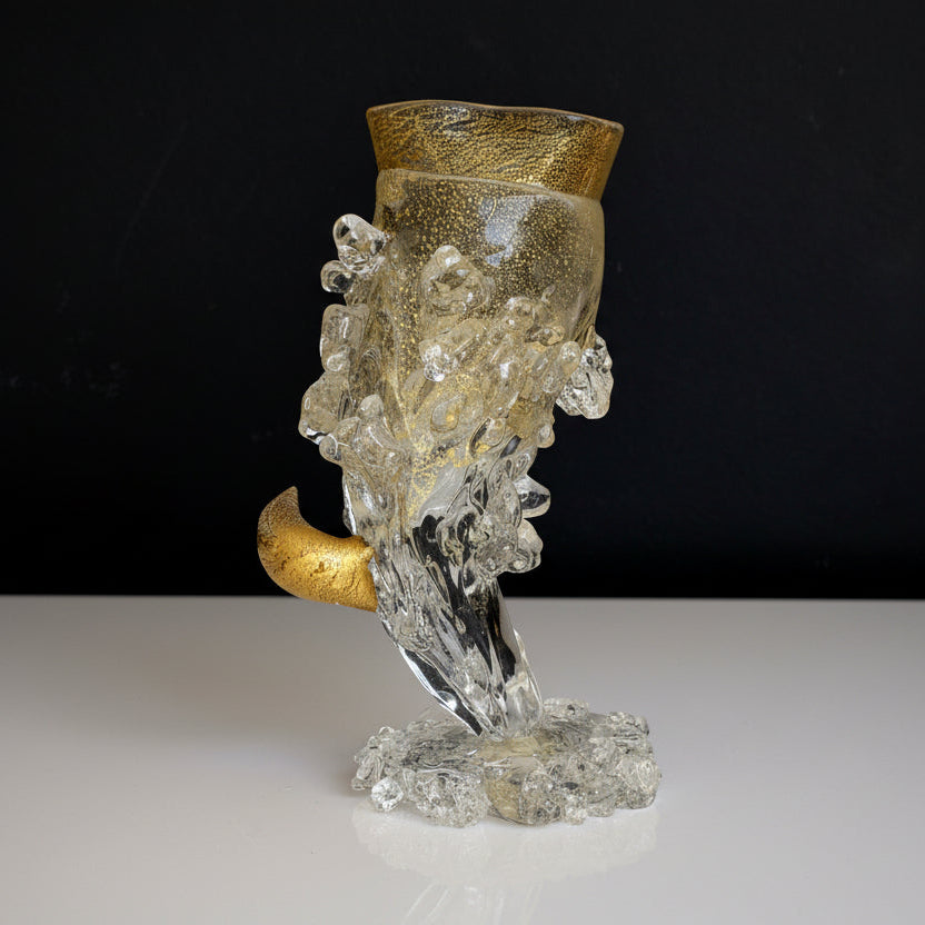 A Jane Cowie Australian Studio Glass "Shipwreck Horn" Sculpture