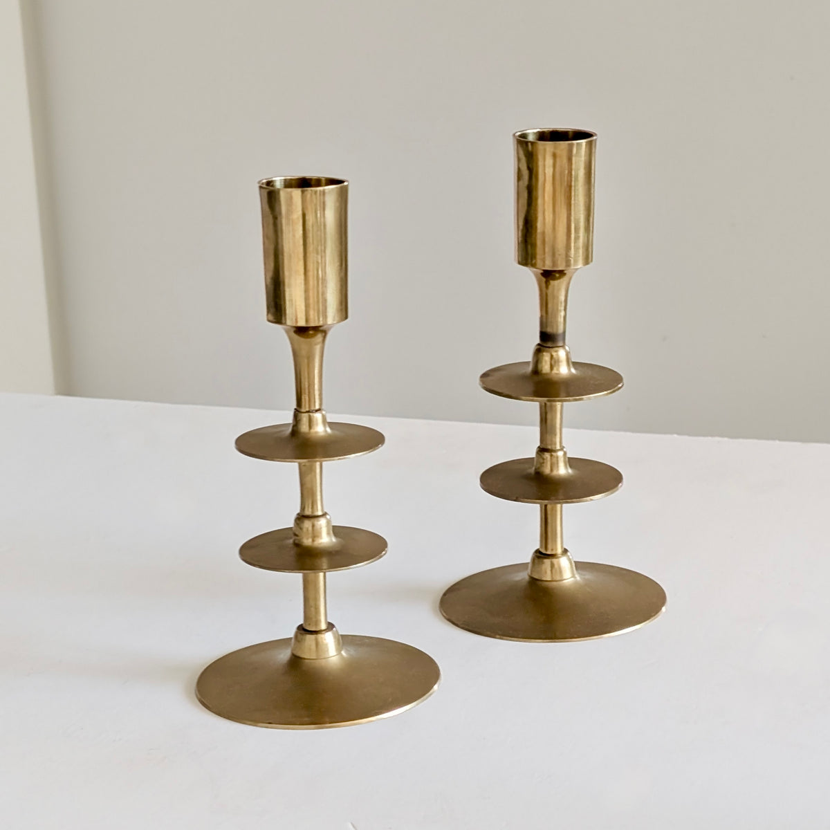 Pair of Mid Century Modern Brass Candlesticks, c1960