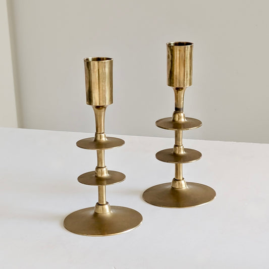 Pair of Mid Century Modern Brass Candlesticks, c1960
