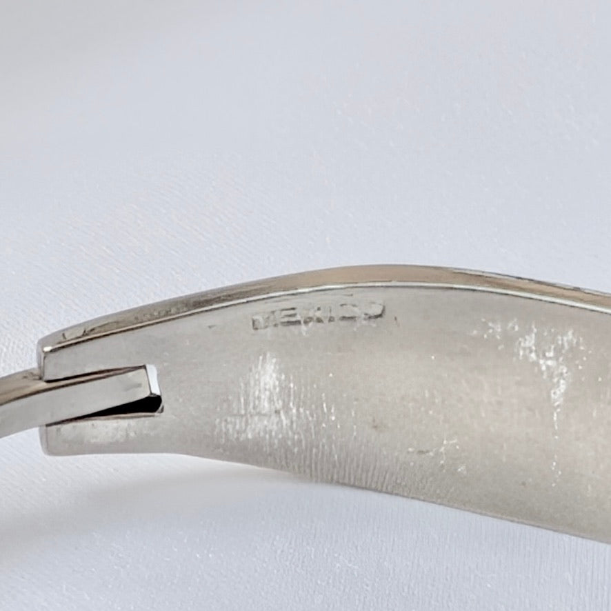 A Mexican Sterling & Alpaca Silver Bracelet with Abalone Shell Inlay, c1970