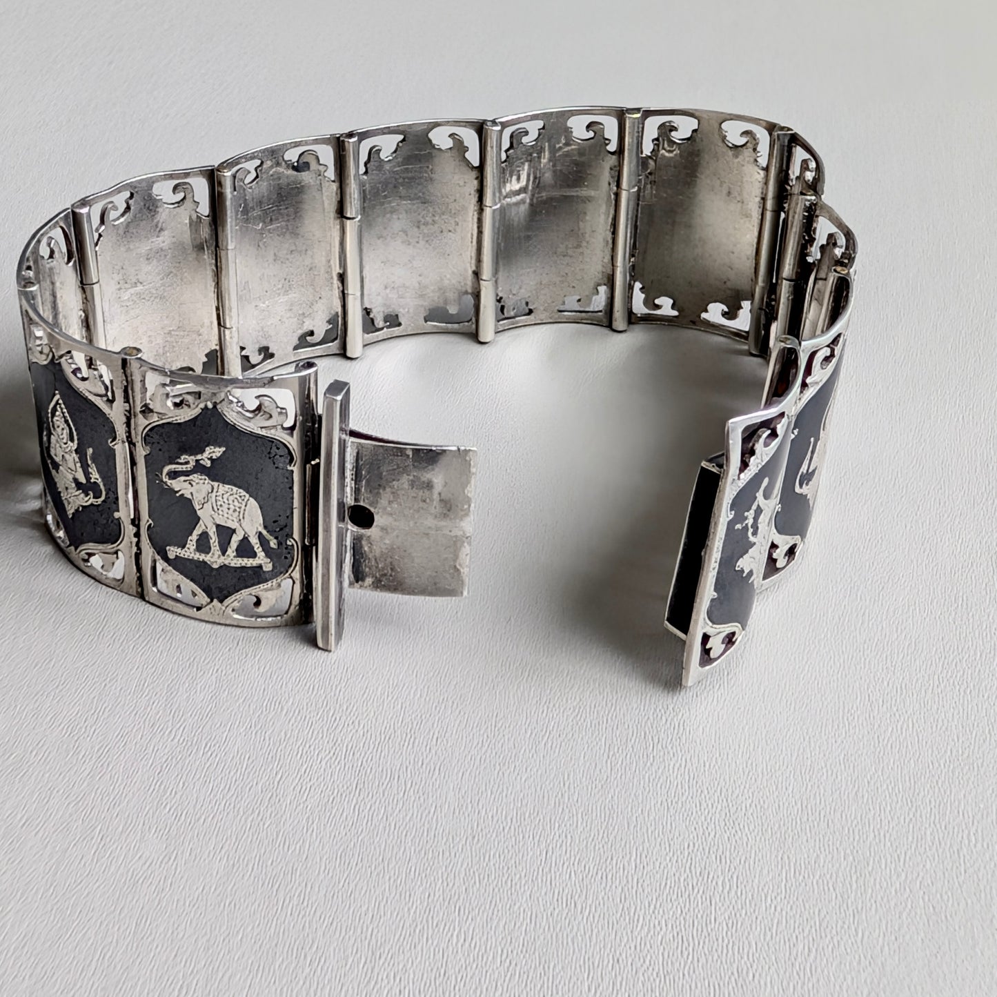 A Siam Sterling Silver Niello Ware Bracelet, 20th Century
