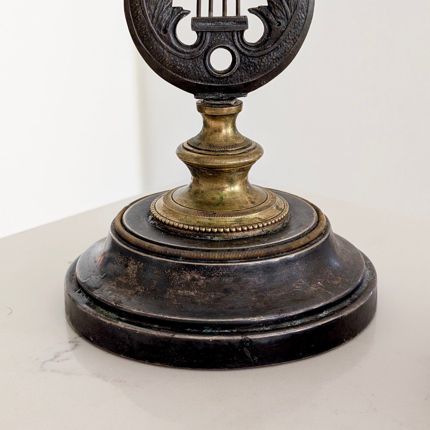 A Pair of 19th Century Gilt Bronze "Lyre" Candle Holders