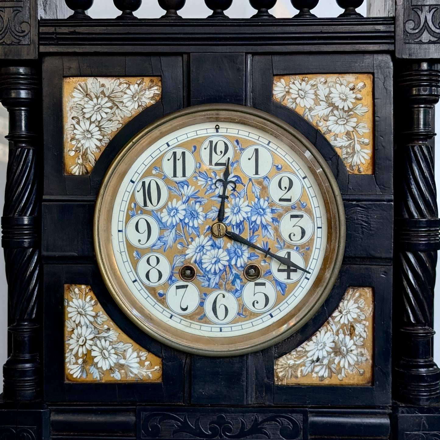 A Large 19th Century Aesthetic Movement Ebonised Mantel Clock, c1890