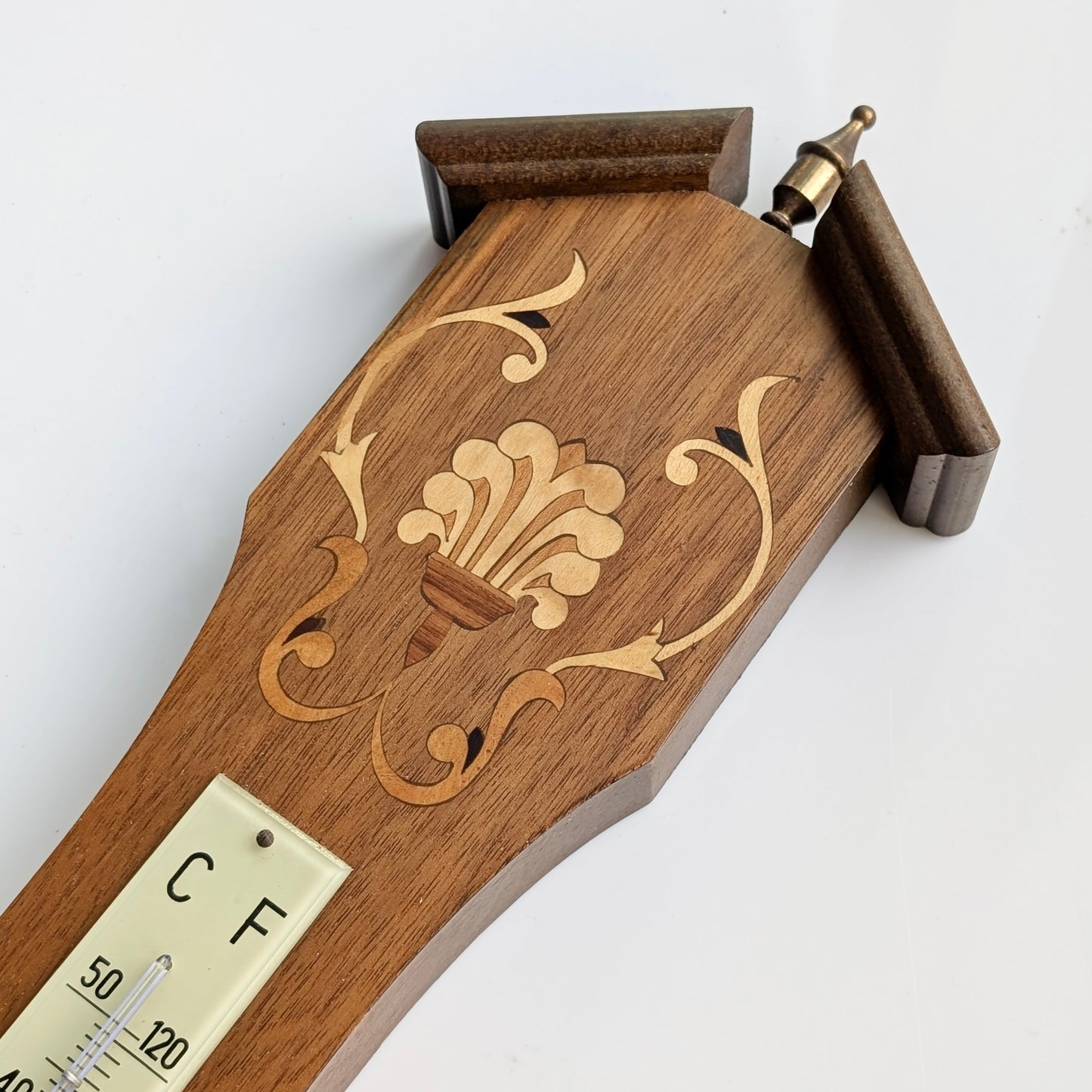 A Large Mid Century Inlaid Barometer Weather Station