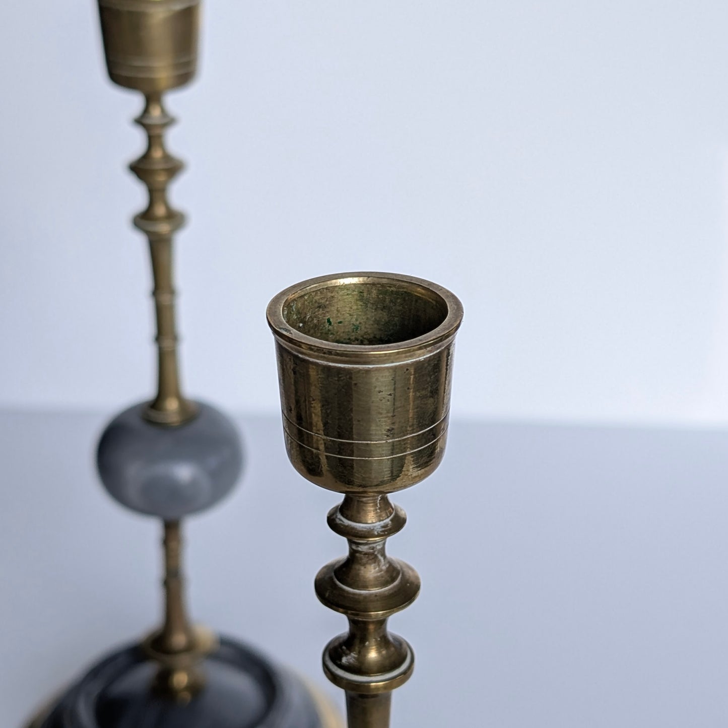 French Marble & Brass Candlesticks, c1890