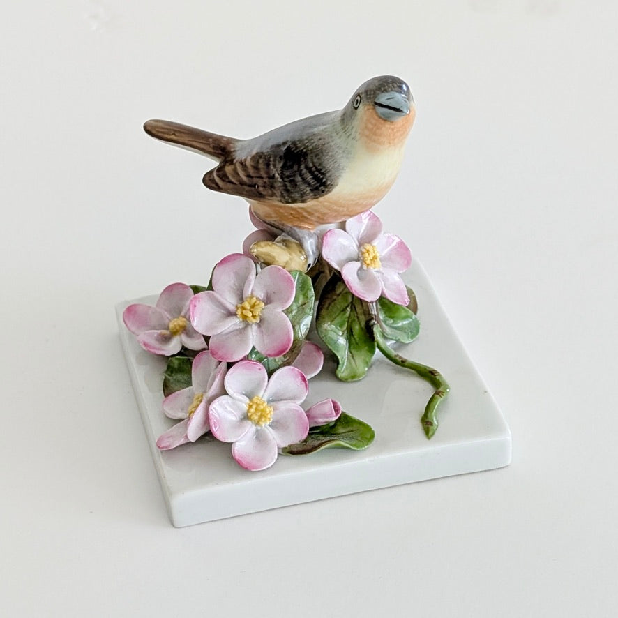 A HEREND Porcelain Bird with Pink Flowers