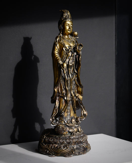 A Large Chinese Bronze Statue of Guanyin, 20th Century