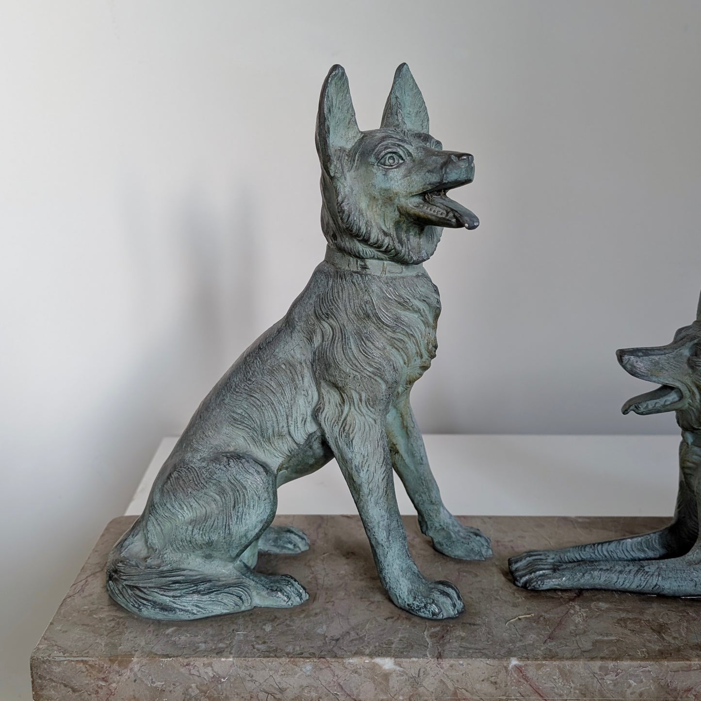 A Large French Art Deco 'Alsatian' Spelter & Marble Sculpture