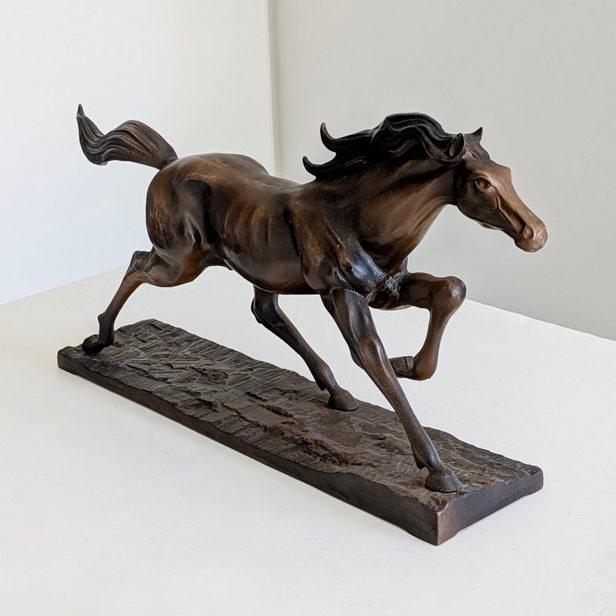 A Large Murata Hiroshi "Galloping Horse" Cast Iron Sculpture