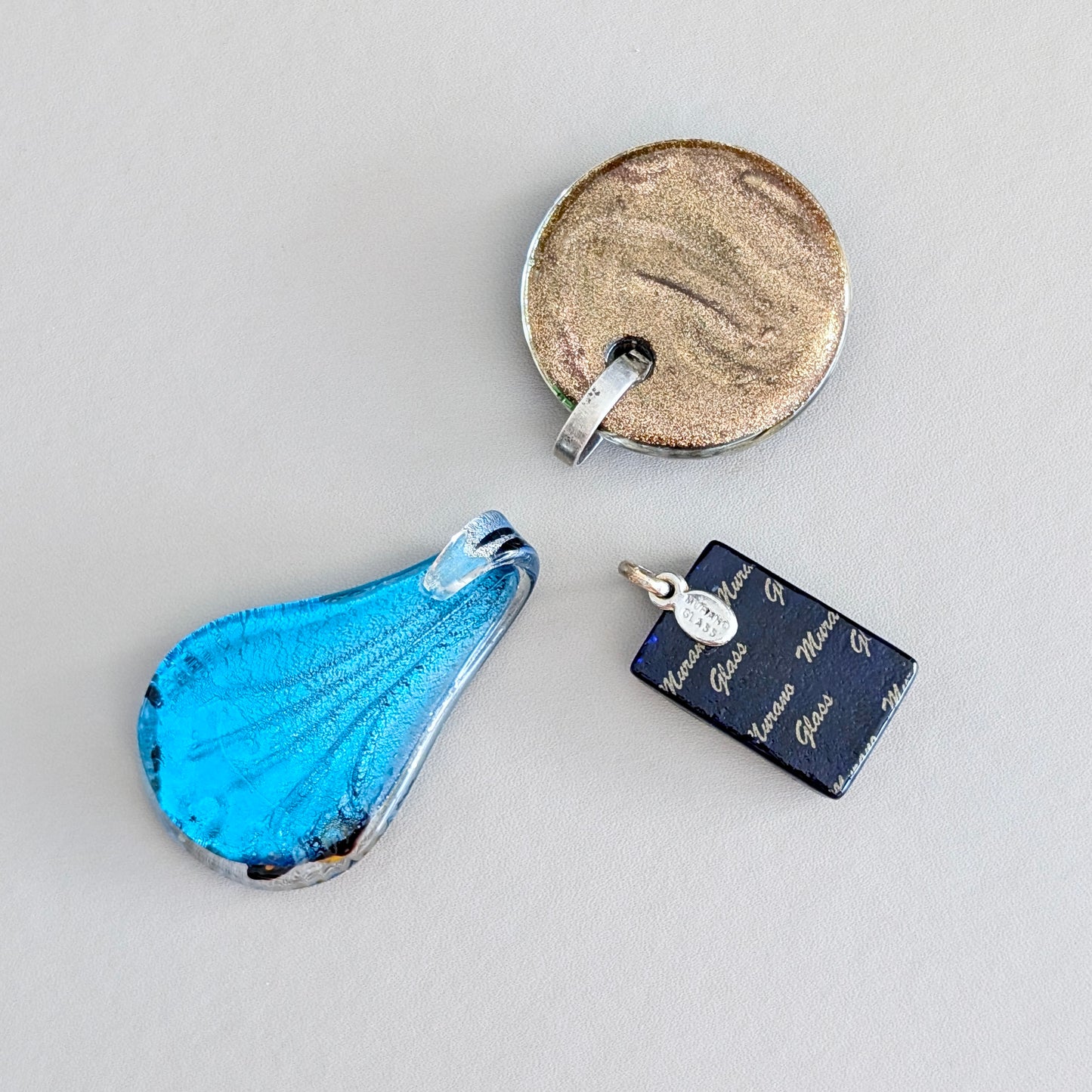Three Assorted Murano Glass Pendants, Italy, 20th Century