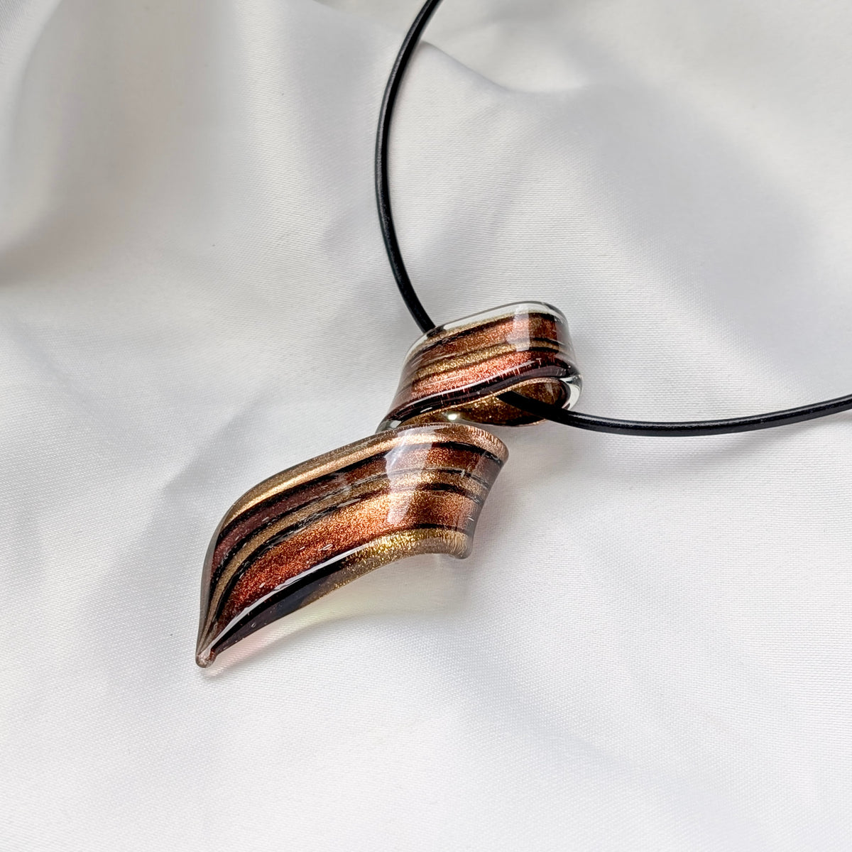 A Large Murano Glass Pendant on Neoprene Necklace