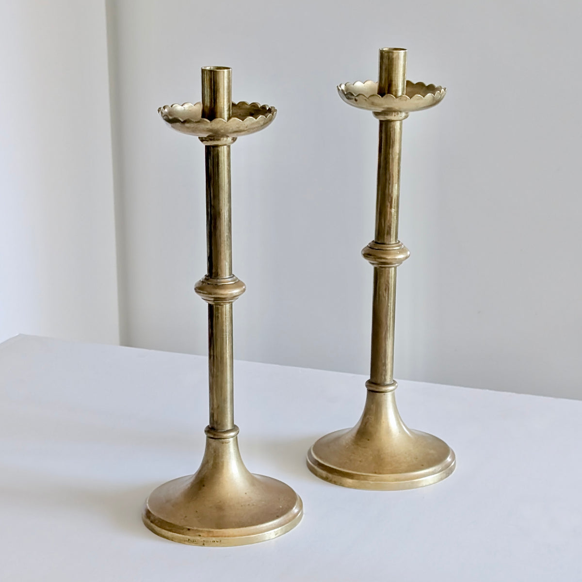 Pair of Large Australian Ecclestical Brass Altar Candlesticks by Pellegrini & Co