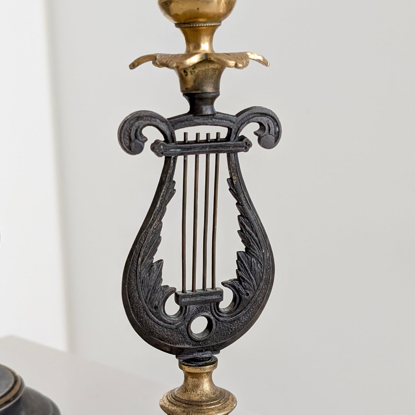 A Pair of 19th Century Gilt Bronze "Lyre" Candle Holders