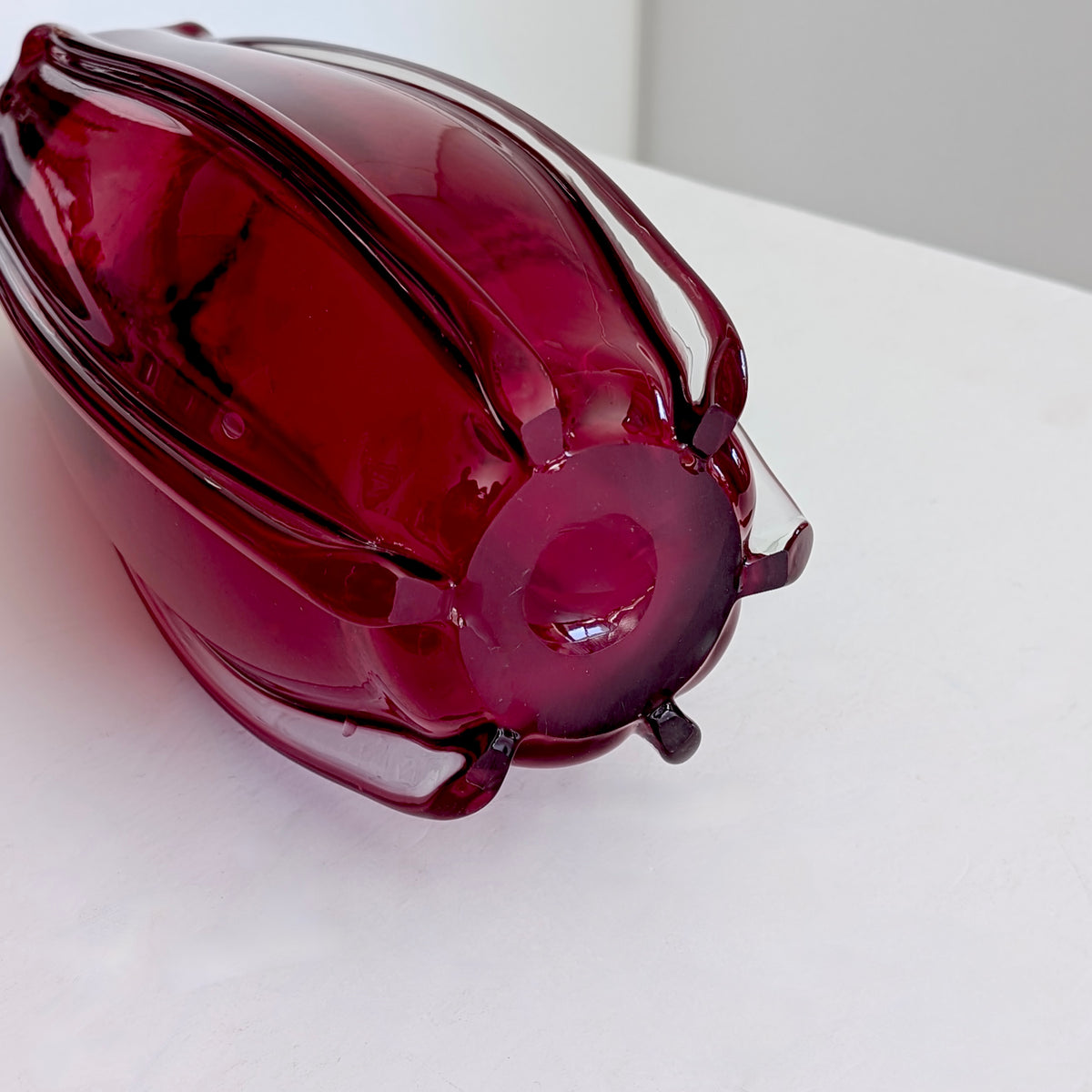 A Large Mid Century Red Glass Vase