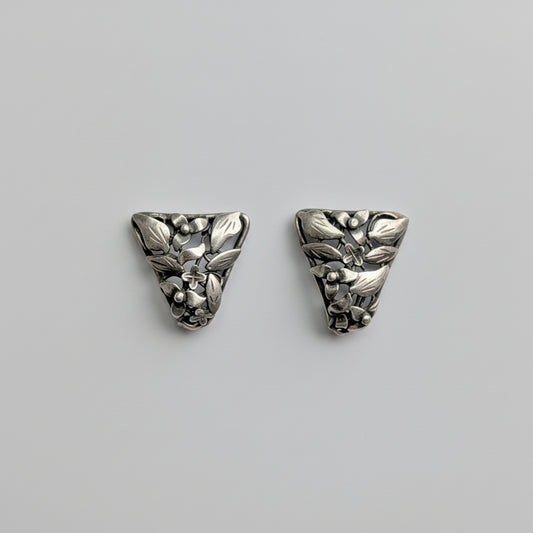 Pair of Antique Mexican Sterling Silver Screw-back Earrings