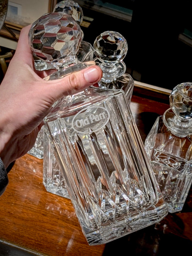 A Rare Matching Set of 6 Edinburgh Crystal Decanters for Old Parr Whisky