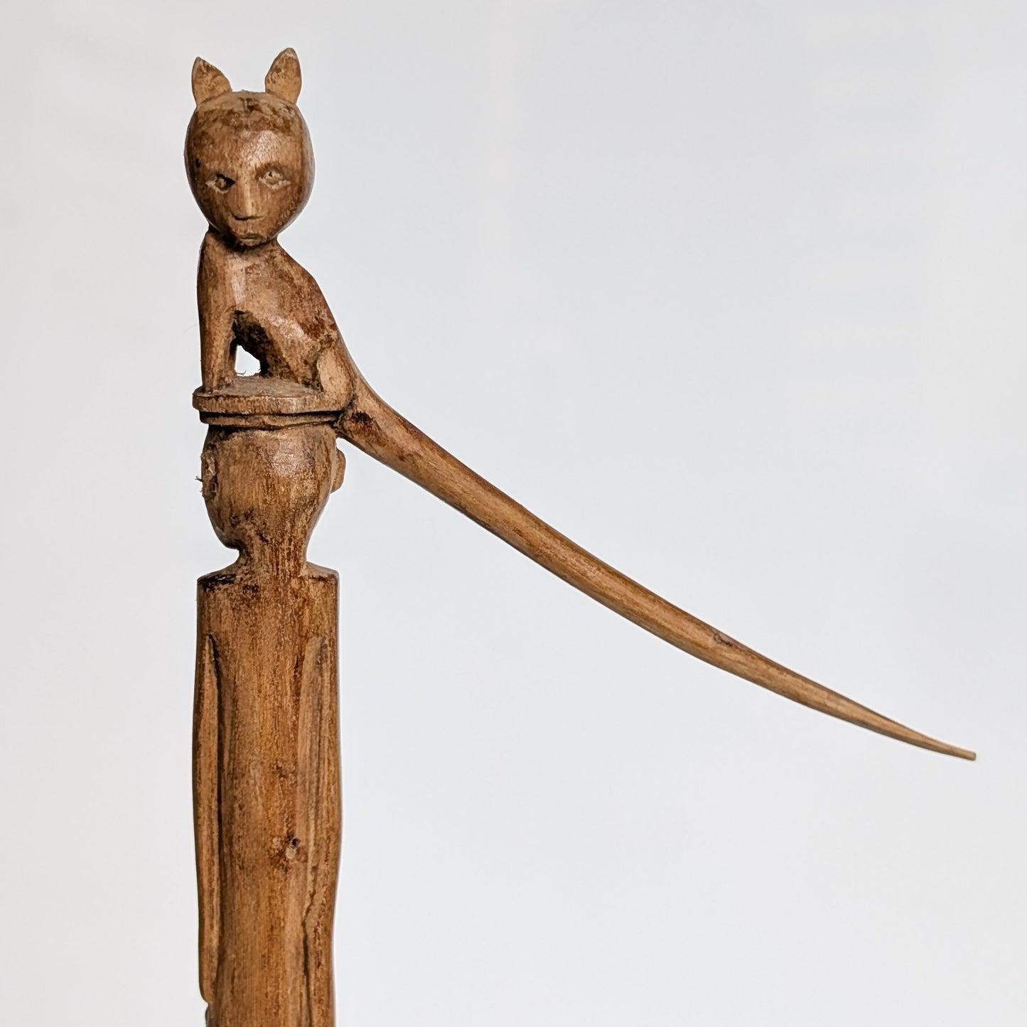 Two Carved Wood Fertility Charms by the Iban Dayak People from Samarinda, Borneo