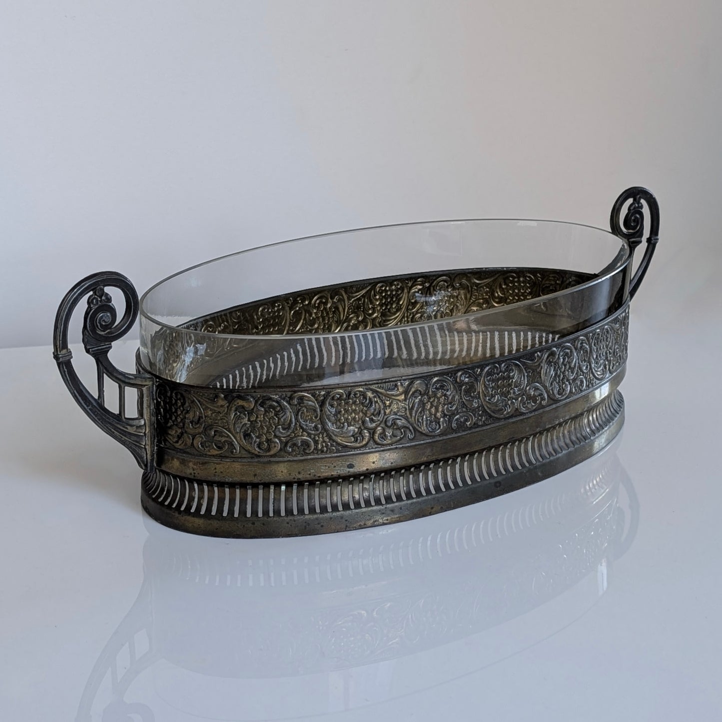 A French Art Nouveau Inspired Metal & Glass Jardiniere