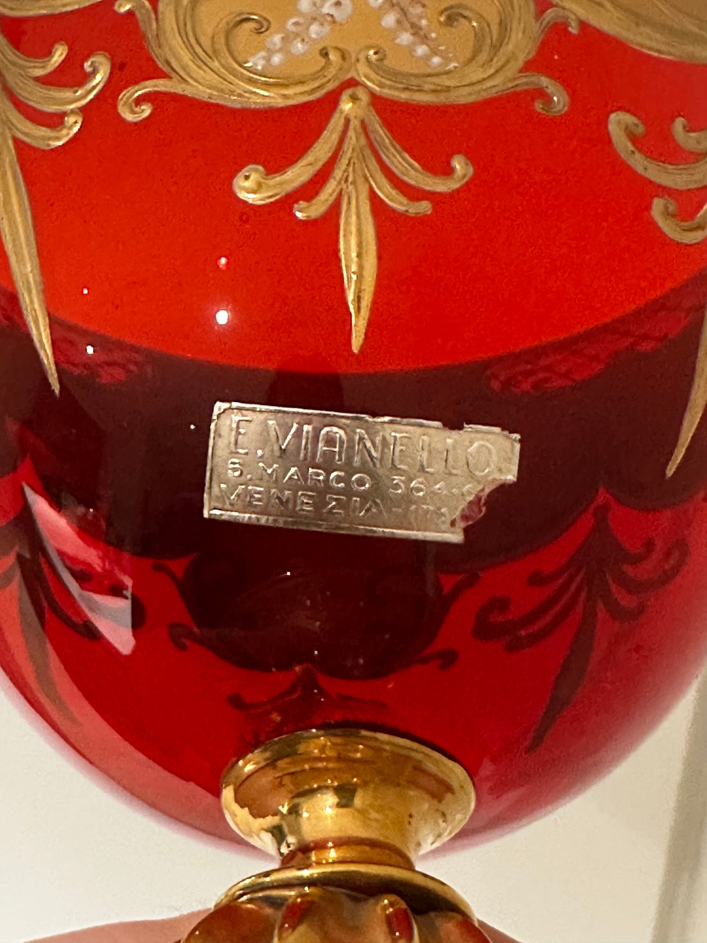 A Large Venetian Tre Fuochi Ruby Glass Vase by E. Vianello