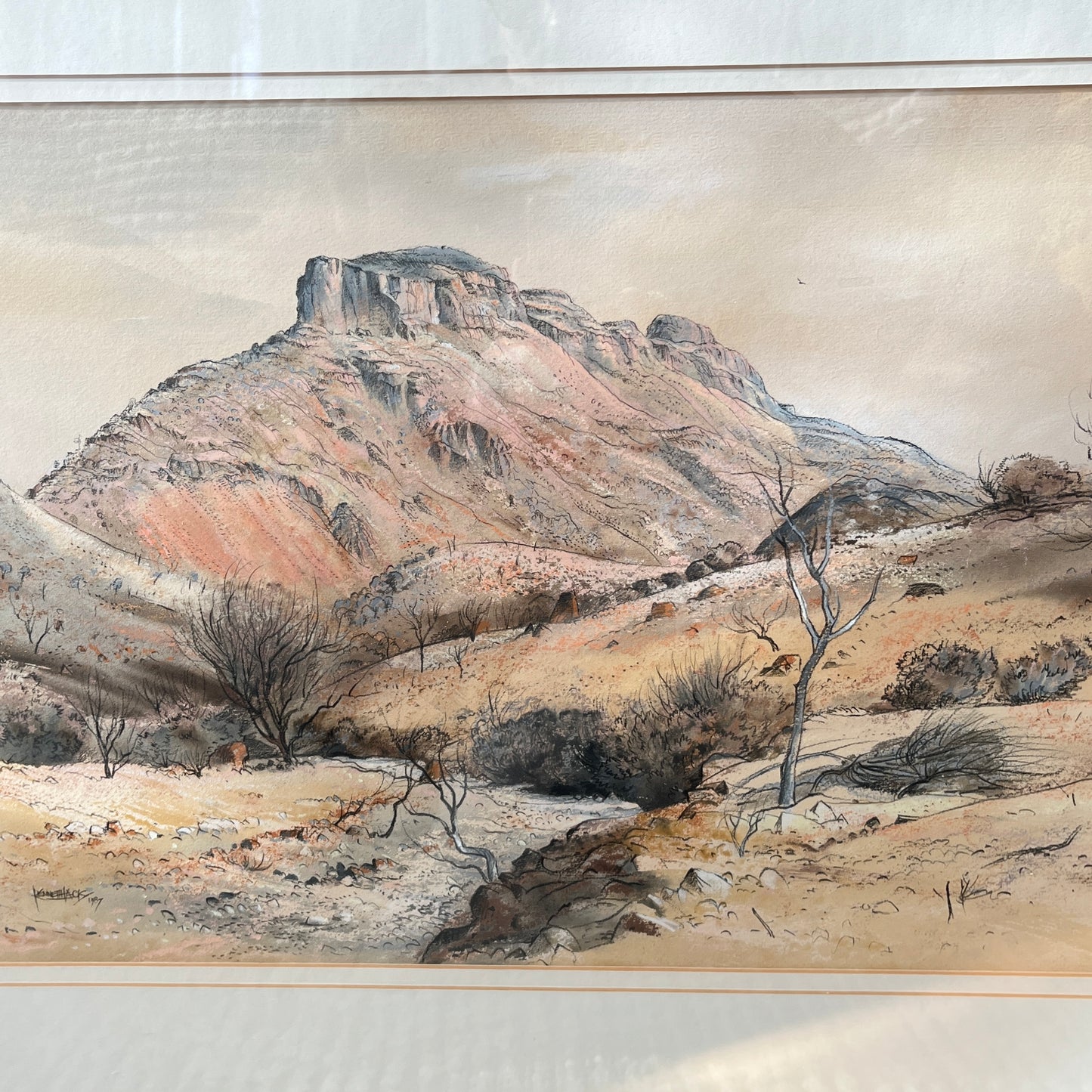 Kenneth Jack "Mount Chambers - South Australia" Watercolour, 1987