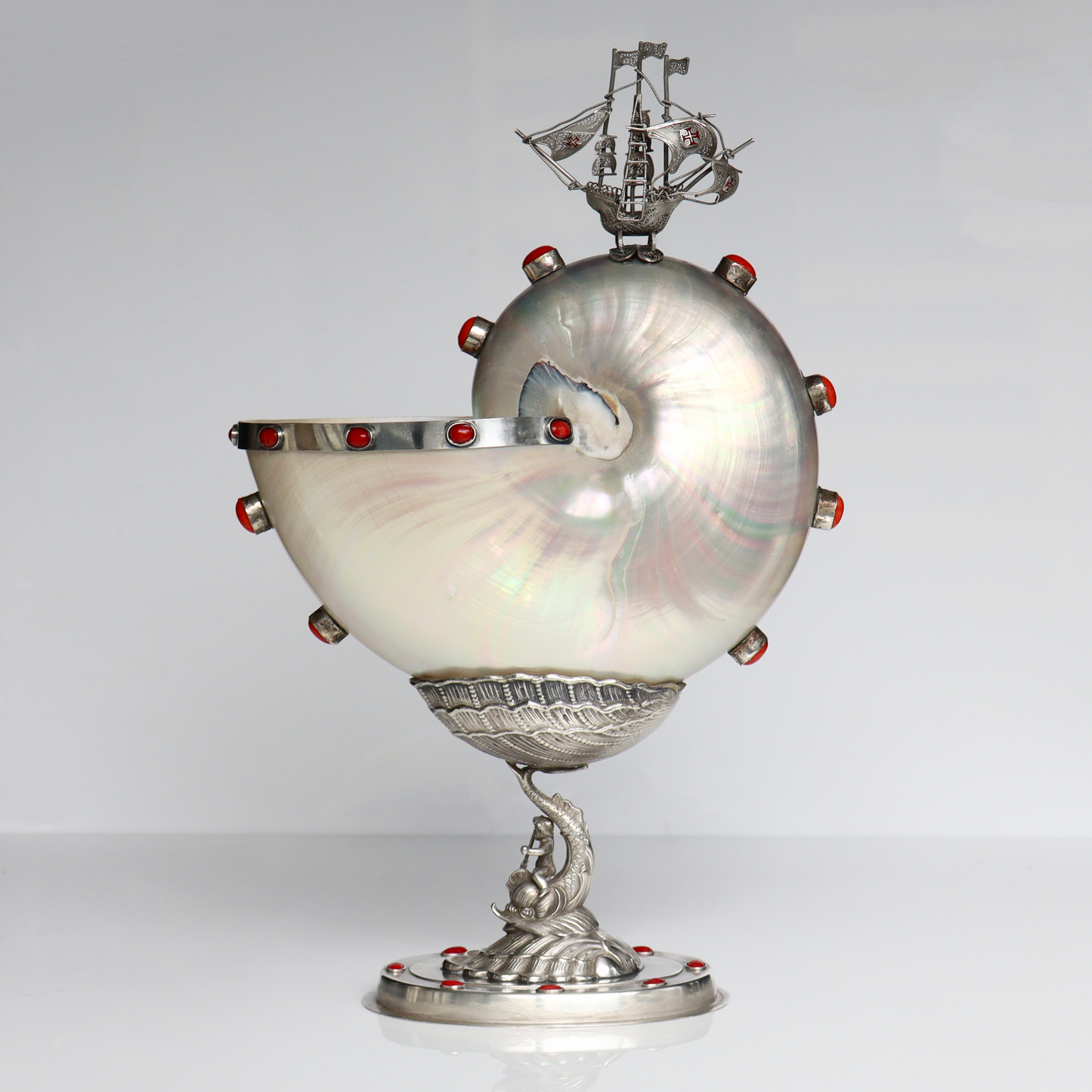 A 19th Century German .800 Silver Nautilus Cup